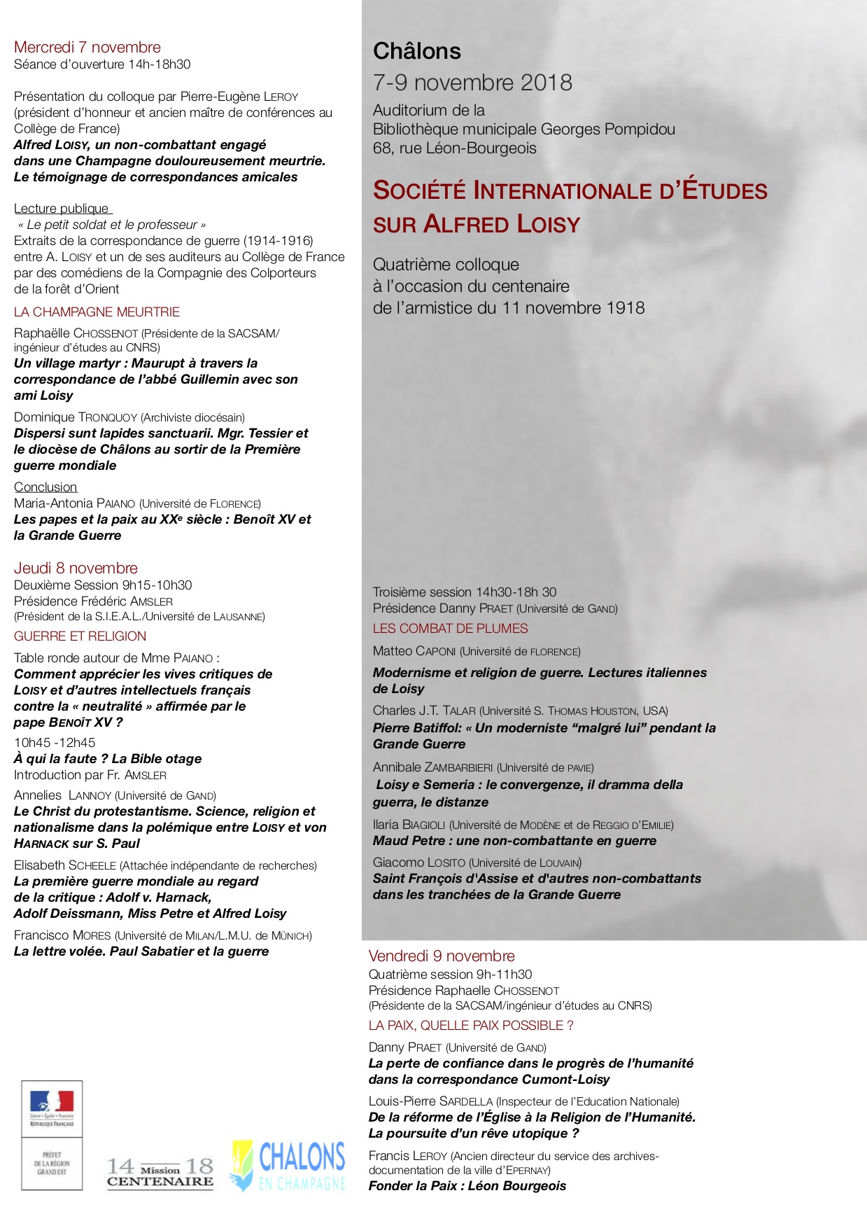 Quatrième colloque de la Société Internationale d’Études sur Alfred Loisy