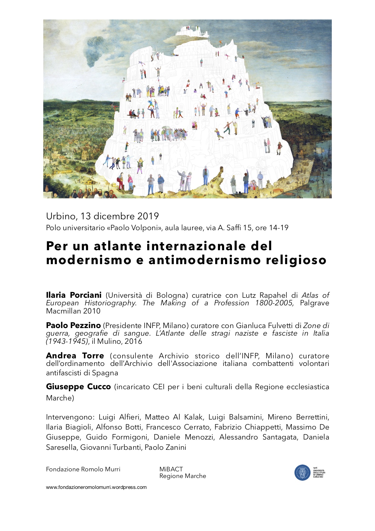 Urbino 13 dicembre 2019_Per un Atlante internazionale del modernismo e antimodernismo religioso_Borse di studio