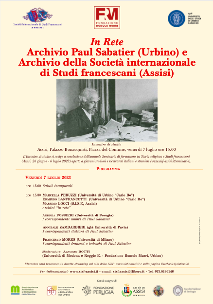 In Rete – Archivio Paul Sabatier (Urbino) e Archivio della Società internazionale di Studi francescani (Assisi)