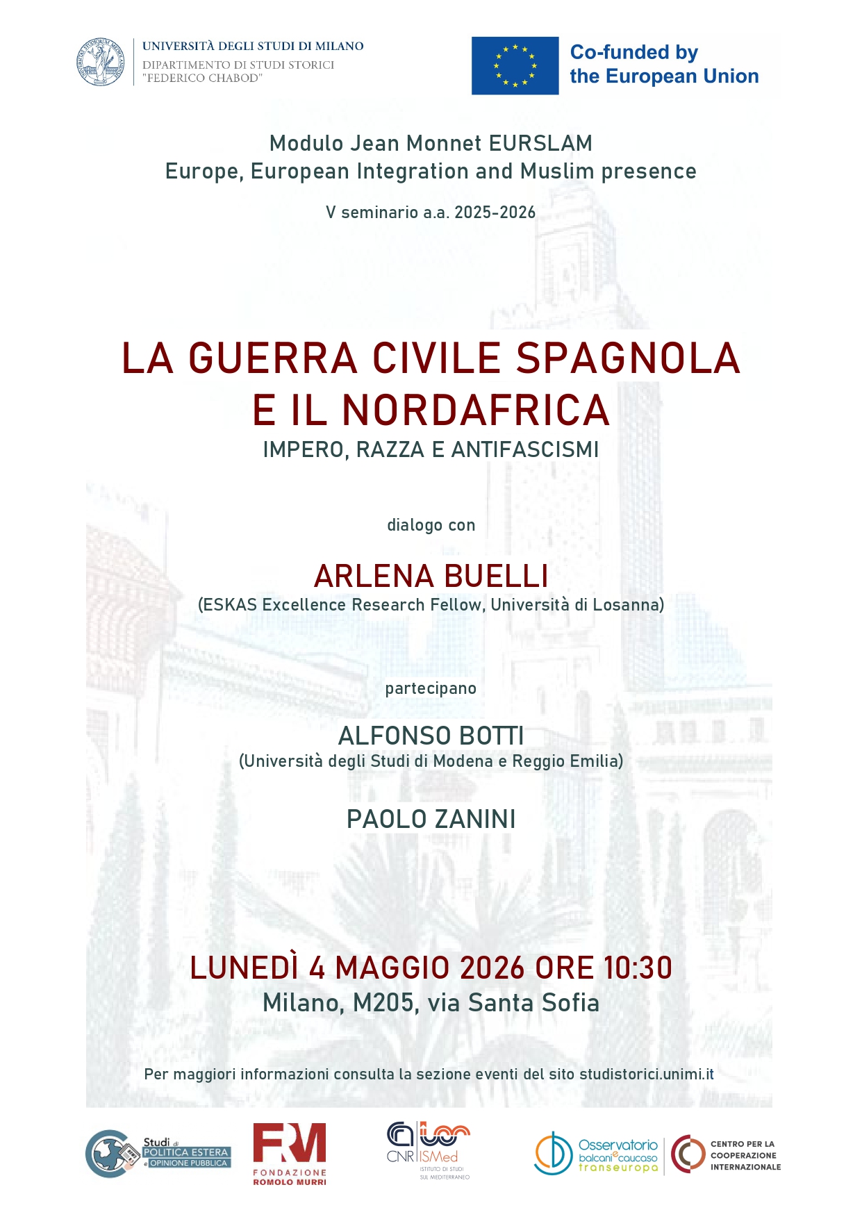 EURSLAM – La Guerra Civile spagnola e il Nordafrica | Milano, 4 maggio 2026