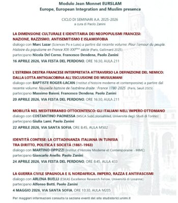 EURSLAM – Ciclo di seminari a.a. 2025/2026 a cura di Paolo Zanini | Milano, aprile-maggio 2026